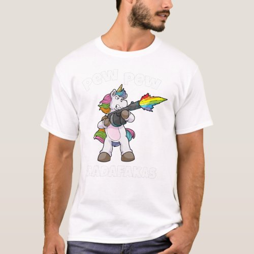 Unicorn Pew Pew Madafakas Unicorn Rainbow Gun T_Shirt