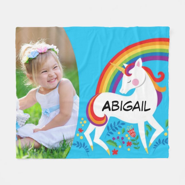 Unicorn Photo Fleece Blanket (Front (Horizontal))