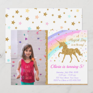 Unicorn Photo Invitation, Unicorn Party Invitation