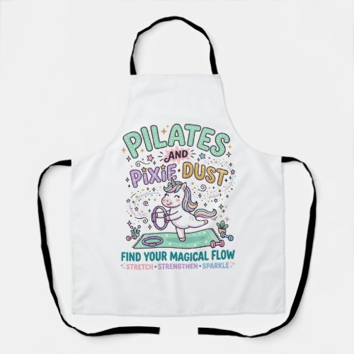 Unicorn Pilates and Pixie Dust Bold Typography T-S Apron