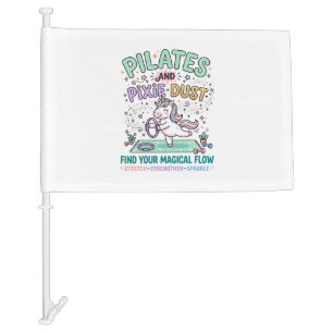 Unicorn Pilates and Pixie Dust Bold Typography T-S Car Flag