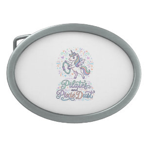 Unicorn Pilates and Pixie Dust White Background Ve Belt Buckle