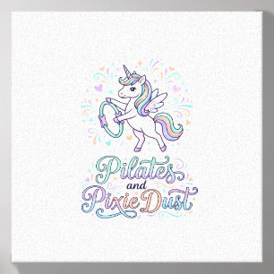 Unicorn Pilates and Pixie Dust White Background Ve Canvas Photo Tile