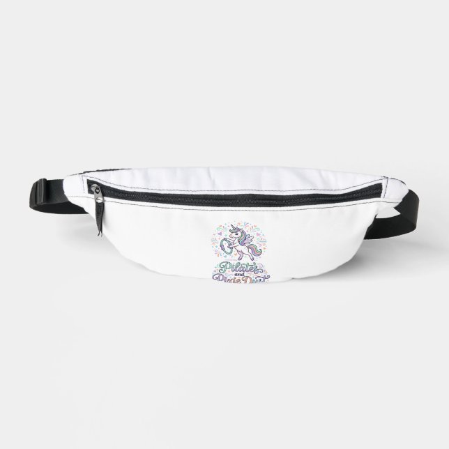 Unicorn Pilates and Pixie Dust White Background Ve Fanny Pack (Front)