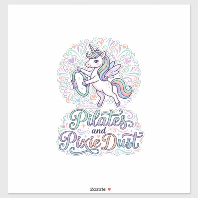 Unicorn Pilates and Pixie Dust White Background Ve Sticker (Sheet)