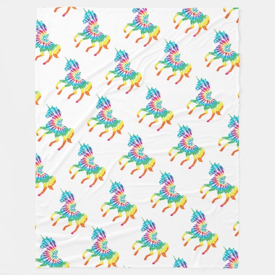 Unicorn Pillow Rainbow Tie Dye Fun Cute Trendy Fleece Blanket