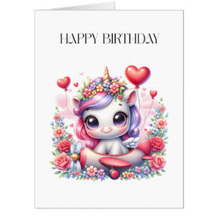 Unicorn Pilot Birthday Card