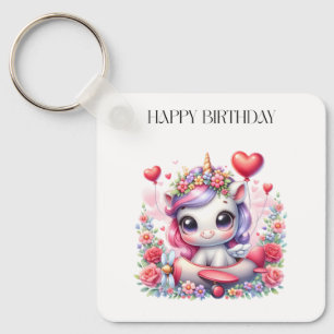 Unicorn Pilot Birthday Keychain