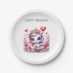Unicorn Pilot Birthday Paper Plates