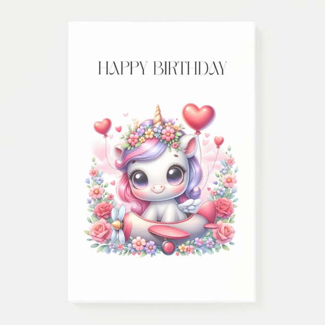 Unicorn Pilot Birthday Post-it Notes (Front)