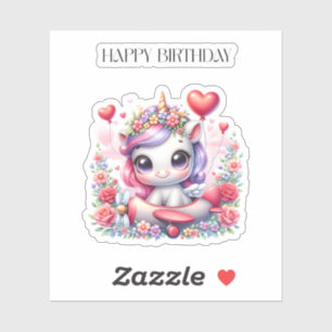 Unicorn Pilot Birthday Sticker