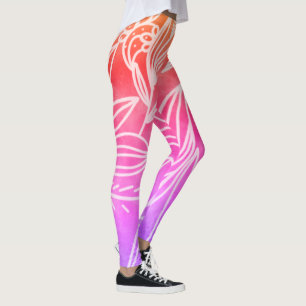 Unicorn Pink and Golden Botanical Drawing Leggings