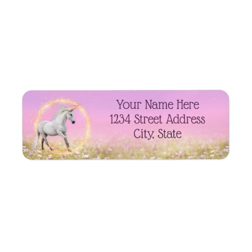 Unicorn Pink and Lavender Return Address  Label