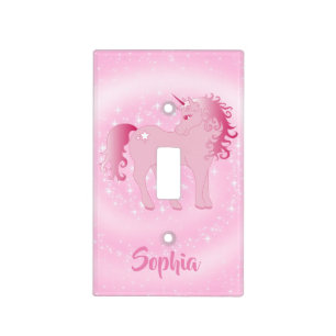 Unicorn Pink and White Cute Girl Light Switch Cover