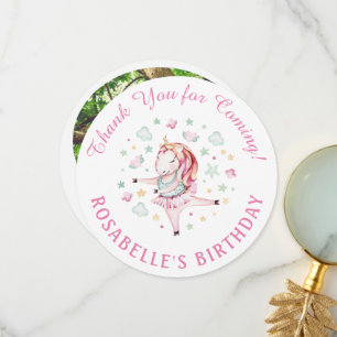 Unicorn Pink Ballerina Birthday Party Thank You