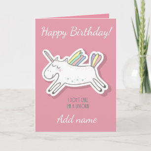 Unicorn, Pink, Birthday Card. Card
