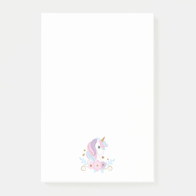 Unicorn Pink Blue Gold, Girly  Post-it Notes (Front)