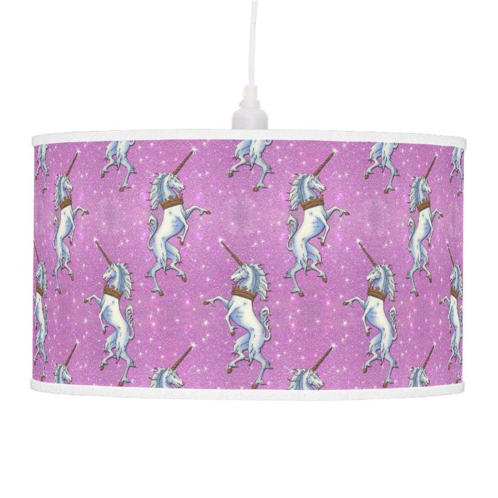 Unicorn Pink Faux Glitter Hanging Lamps