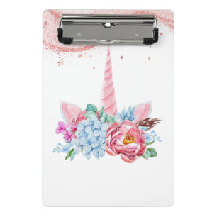 UNICORN PINK FLORAL BACK TO SCHOOL MINI CLIPBOARD