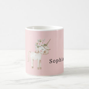 Unicorn Pink Floral Coffee Mug