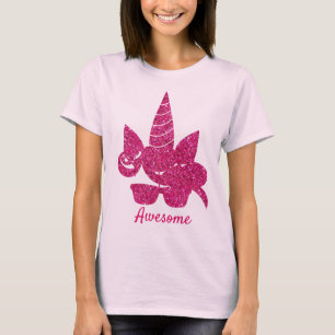 Unicorn Pink Glitter Cute Girly Kids T-Shirt