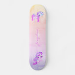 Unicorn Pink Glitter Modern Rainbow Holographic Skateboard at Zazzle