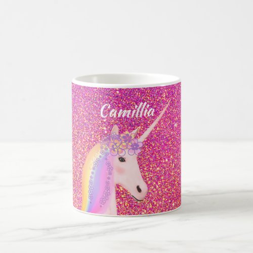 Unicorn Pink Glitter Sparkle Magical Personalized Coffee Mug