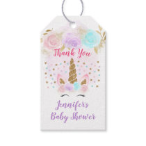 Unicorn Pink & Gold Baby Shower Gift Tags