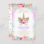 Unicorn Pink Gold Beautiful Floral Birthday Party