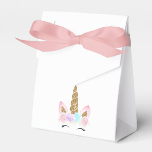 Unicorn Pink & Gold Birthday Favor Boxes