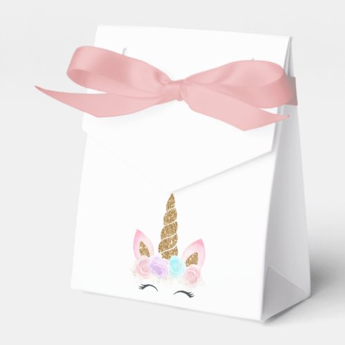 Unicorn Pink  Gold Birthday Favor Boxes