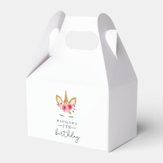 Unicorn Pink Gold Birthday Party Favor Boxes