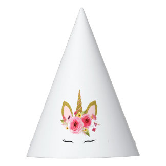 Unicorn Pink Gold Birthday Party Party Hat