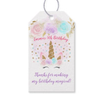 Unicorn Pink & Gold Birthday Thank You Gift Tags