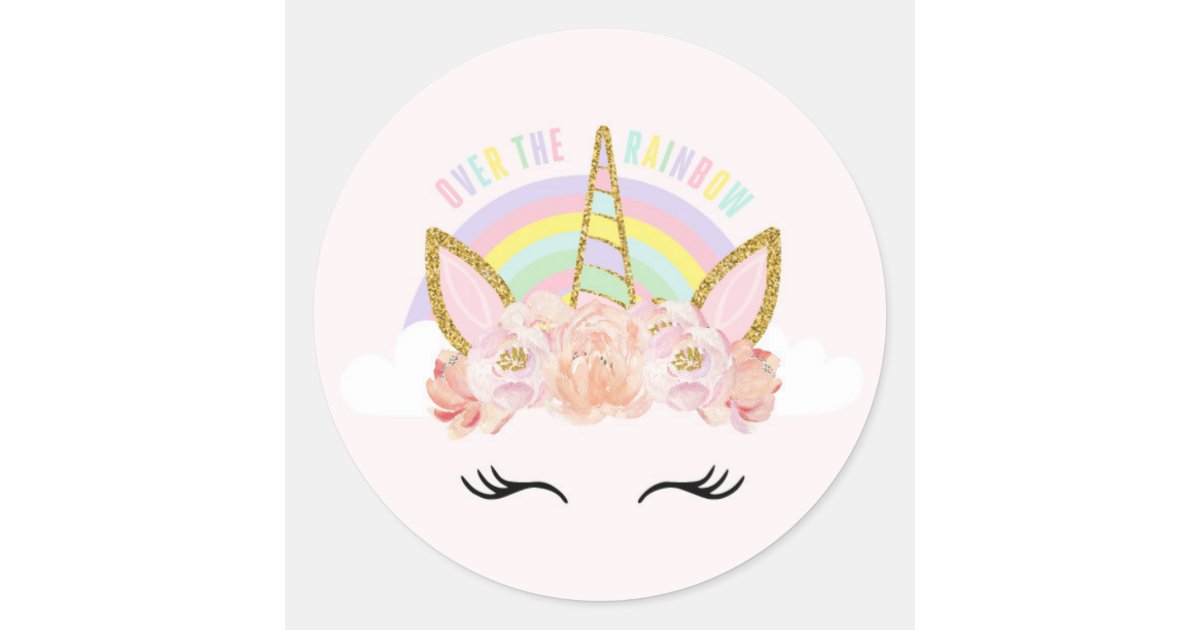 unicorn pink gold party favor tag sticker seal zazzle com baby clothing for christmas