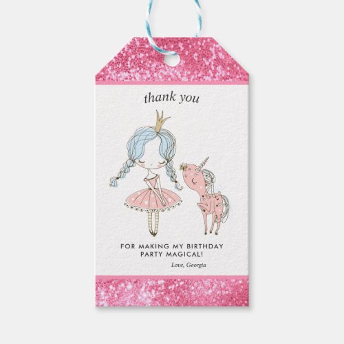 Unicorn Pink  Gold Party Favor Thank You Tag