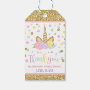 unicorn birthday favor tags zazzle