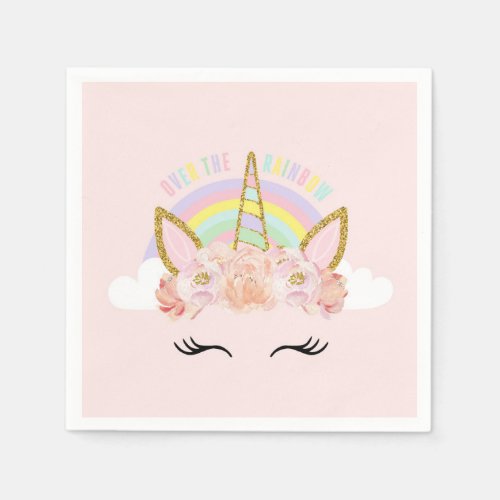 Unicorn Pink  Gold Party Napkins