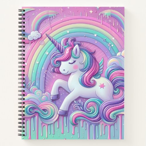 unicorn pink gold stars notebook