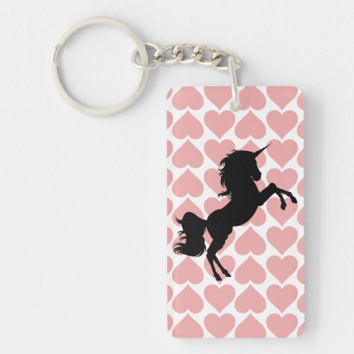 unicorn pink hearts pattern love key chain