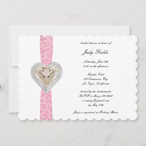 Unicorn Pink Lace Bridal Shower Invitation