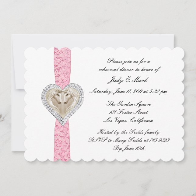 Unicorn Pink Lace Rehearsal Dinner Invitation (Front)