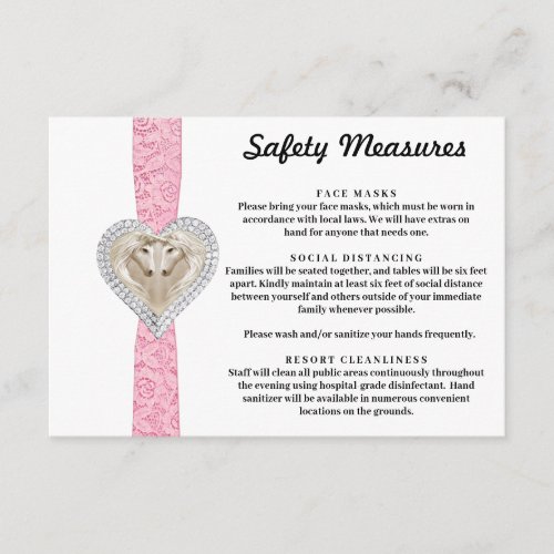 Unicorn Pink Lace Safety Measures Enclosure Card