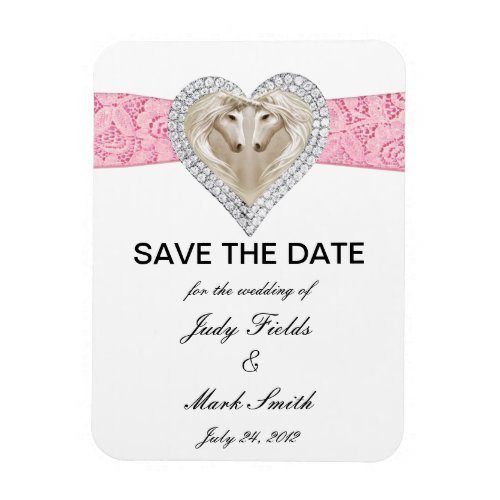 Unicorn Pink Lace Save The Date Magnet
