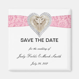 Unicorn Pink Lace Save The Date Magnet