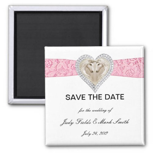 Unicorn Pink Lace Save The Date Magnet