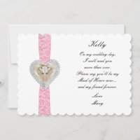Unicorn Pink Lace Wedding Maid Of Honor Card