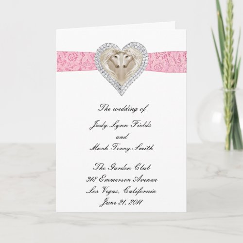 Unicorn Pink Lace Wedding Program Card