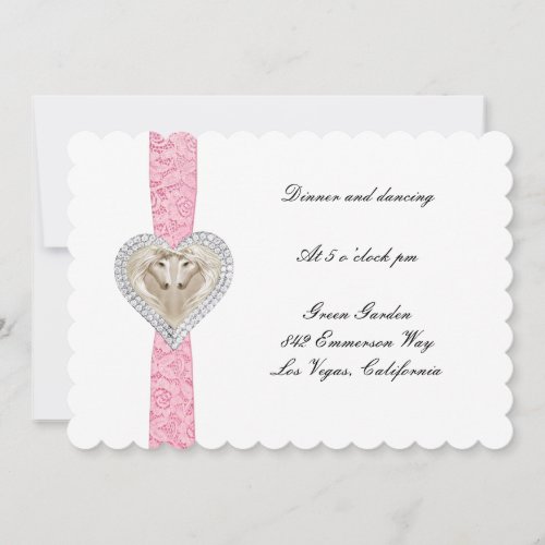 Unicorn Pink Lace Wedding Reception Card
