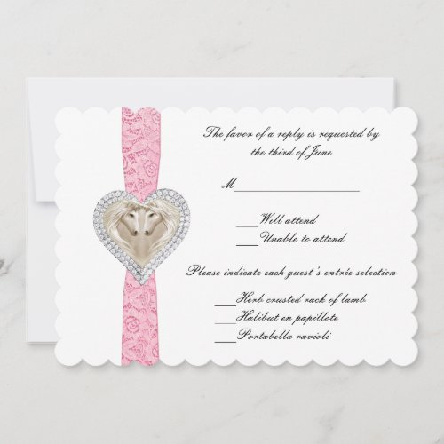 Unicorn Pink Lace Wedding Response Card